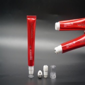 Round Cosmetic PE Soft Tube With 3 Stainless Steel Ball Roll On For Eye Cream
